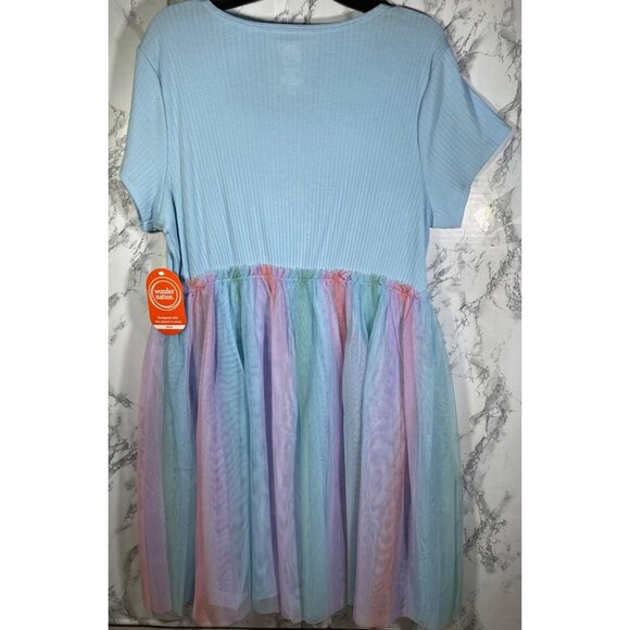 Wonder Nation Girls blue oxygen tutu dress Size XL (14-16)  plus Short Sleeves - Picture 2 of 5